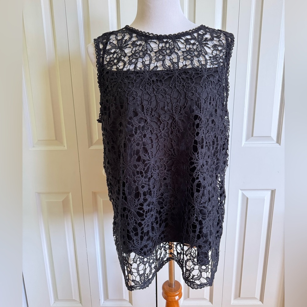 MAURICES Black Laced Evening Top 1X NWOT
